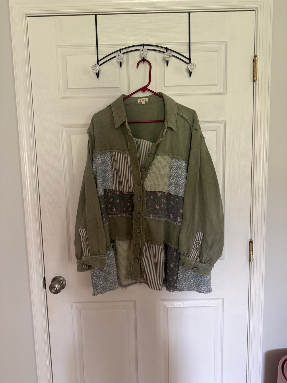 POL Olive Patchwork Button-Up Jacket - Picture 1 of 4